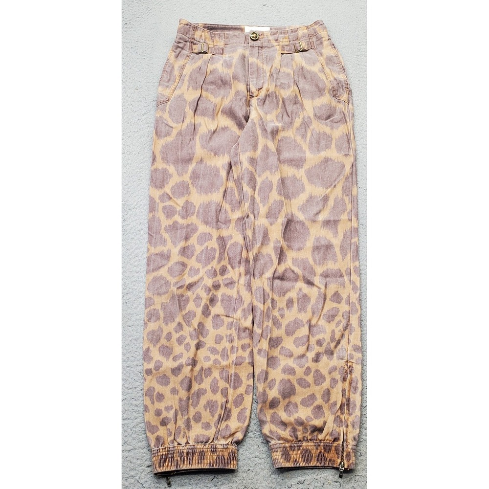 Anthropologie Tamarind Joggers Pants Womens 0 Multi Leopard Print Ankle‎ Zipper